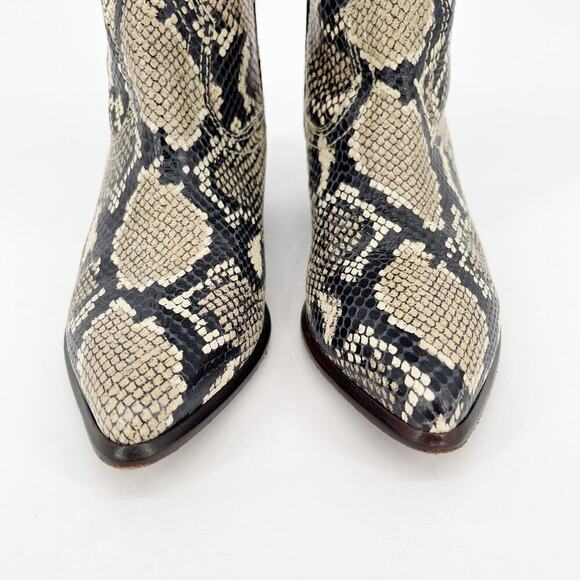Loeffler Randall Dylan Tall Sand Snakeskin Embossed Block Heel Western Boot sz 6 - Picture 6 of 11